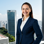 Professional Businesswoman**

"A professional businesswoman in a modest business suit, smiling confidently in a modern office with large windows overlooking São Paulo, fully clothed, appropriate attire, safe for work, perfect anatomy, natural proportions, professional photography, high quality."

**
