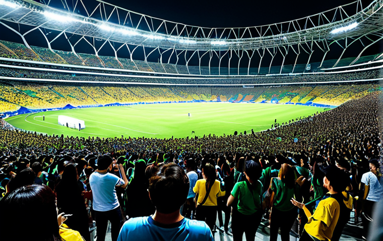 브라질의 한류 콘서트 반응 - **Brazilian K-Pop Fan Experience:** A large crowd of fully clothed Brazilian fans holding lightstick...