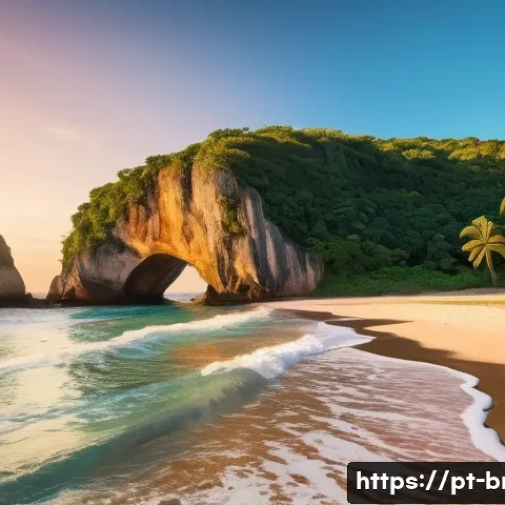 브라질에서 신혼여행 가기 좋은 곳 - A serene and romantic beach scene at Praia do Espelho in Bahia, Brazil, showcasing crystal-clear tur...