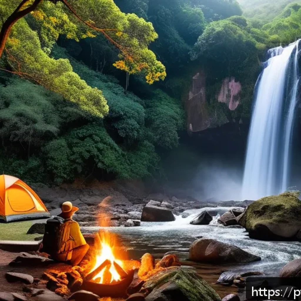 브라질에서 캠핑하기 좋은 곳 - A serene camping scene in Serra da Canastra, Minas Gerais, featuring a sturdy tent pitched near a cr...