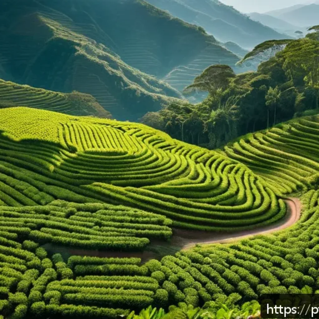 브라질 커피 생산지 - A picturesque artisanal coffee farm nestled in the Serra region of Brazil, showcasing lush green mou...